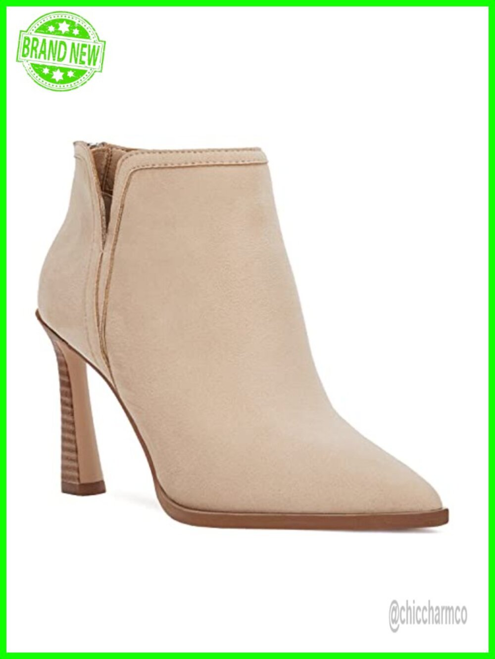 Faux Suede Pointed Toe Ankle Booties V-Cut Heeled Dress Boots